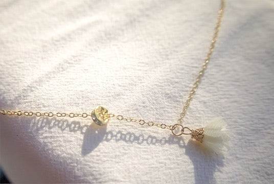 Dainty Gold Crystal & Tassel Necklace | Minimalist Handmade